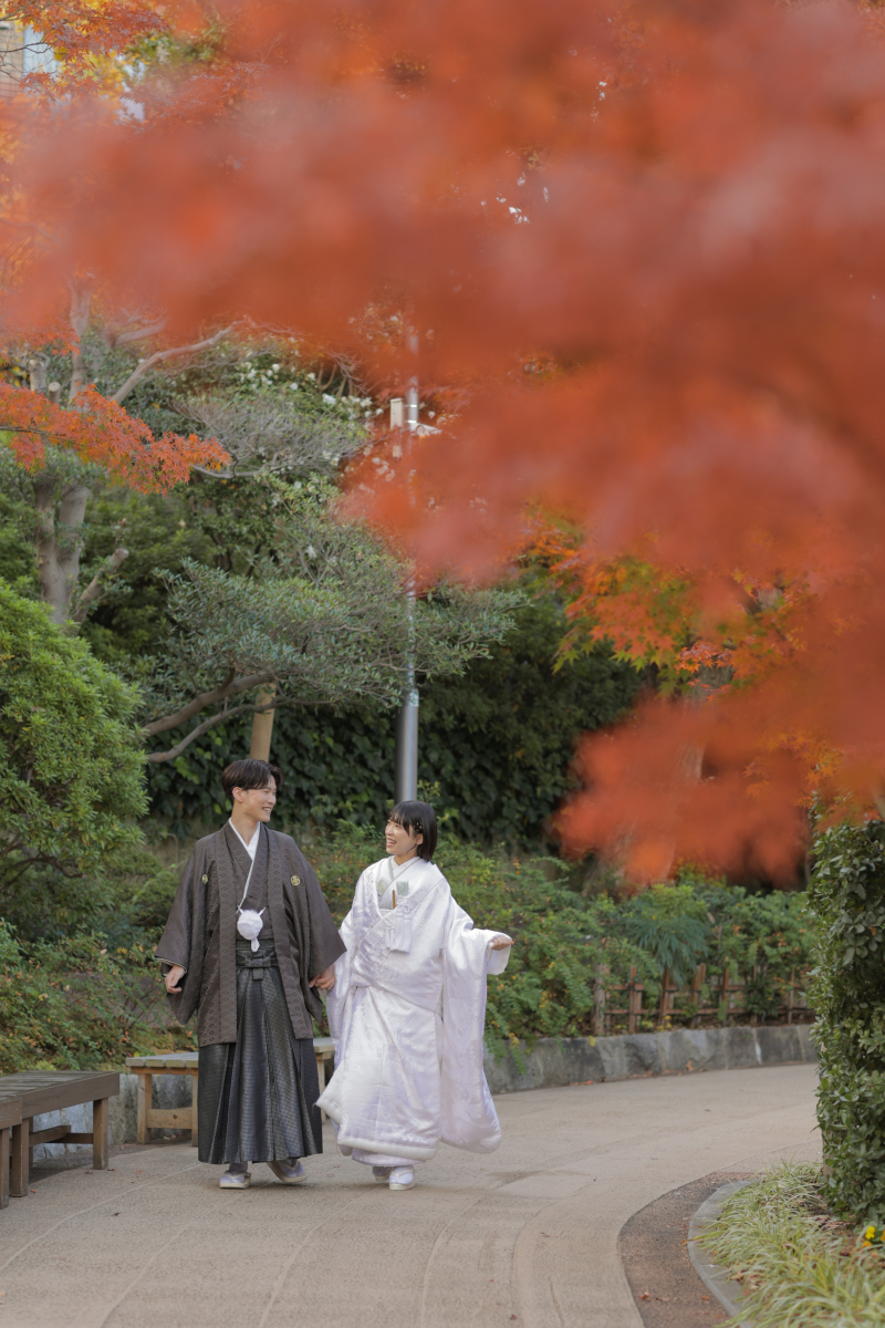 紅葉と一緒に。