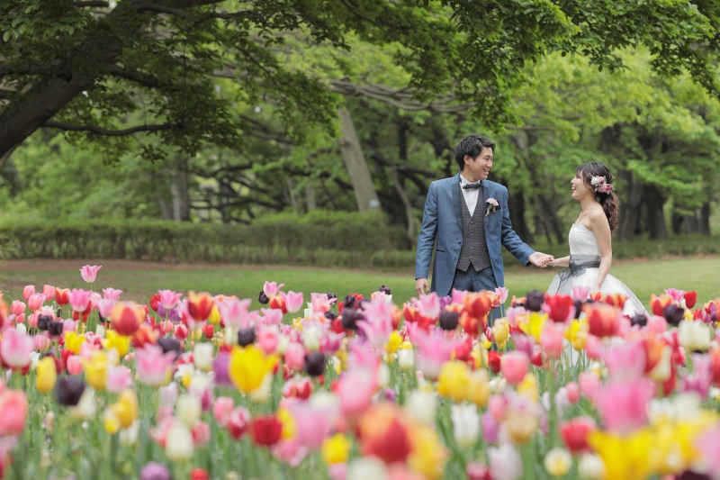 チューリップと一緒に