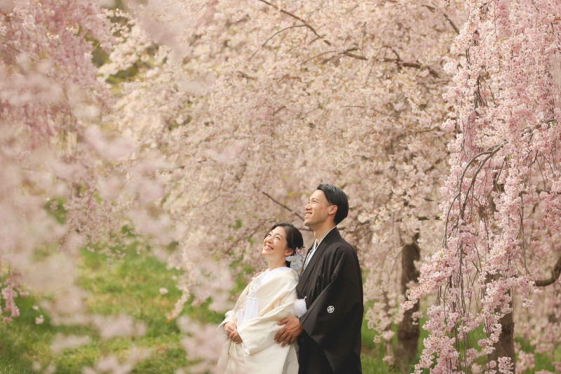 とっても綺麗な桜に2人ともうっとり