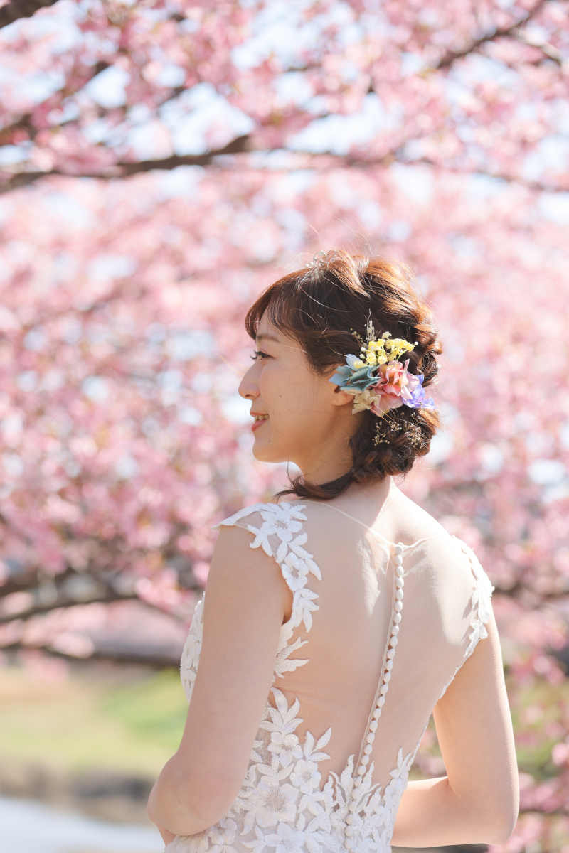 こだわった髪型も桜と、、