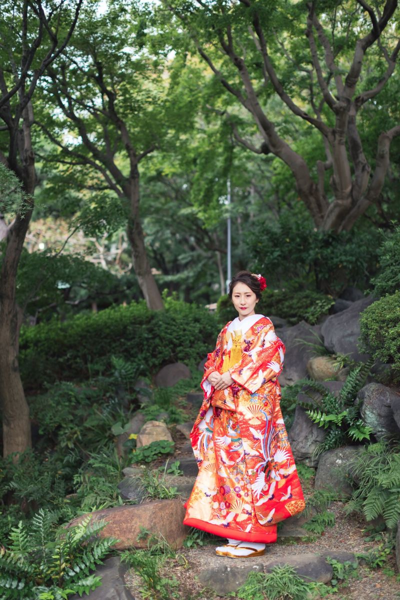 赤がに似合うお花嫁様