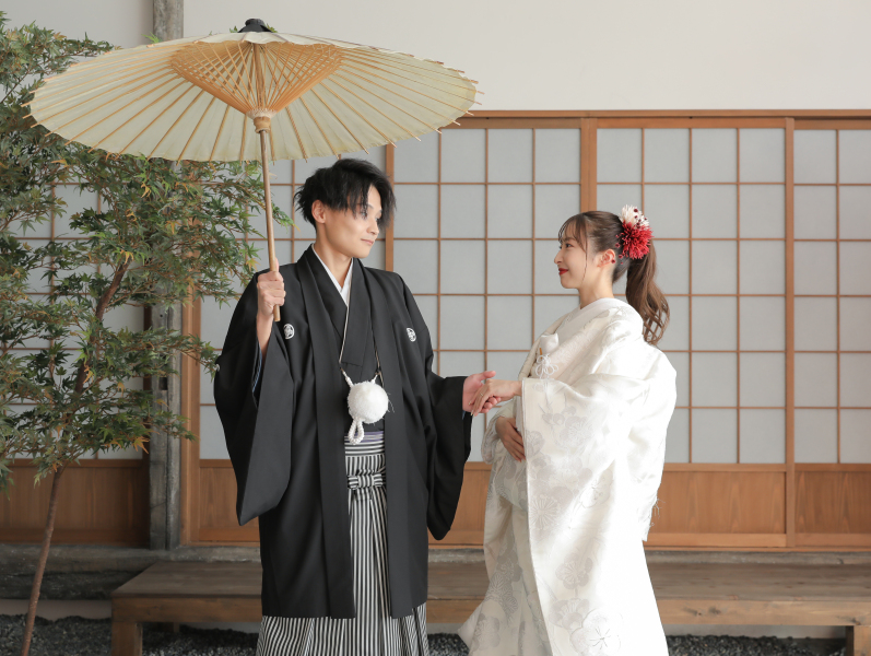 番傘を使ってより和装らしく!