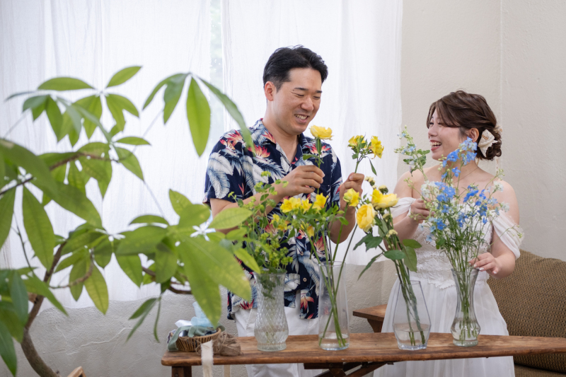 おうちの庭ブーケ制作からスタート♪