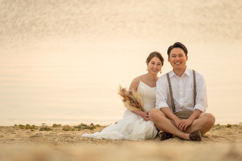 砂浜に座って♪