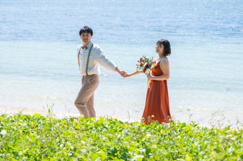 テラコッタカラーのカラードレスに衣装チェンジ♪