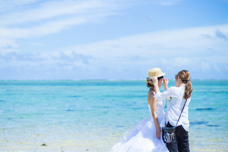 ビーチでお直し