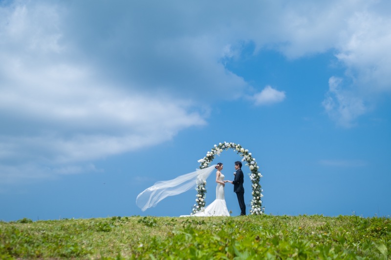 芝生と青空も活かして撮影♪