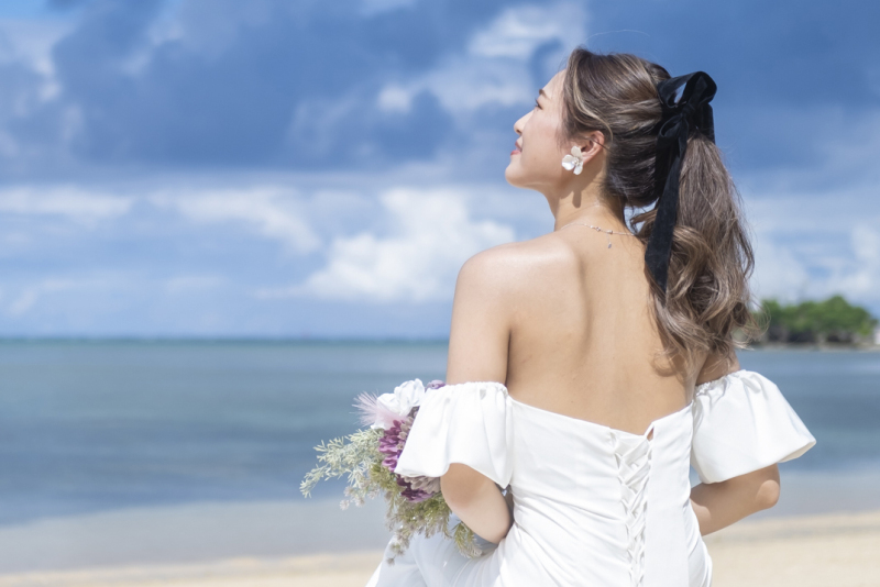 リボン＋ポニーテール