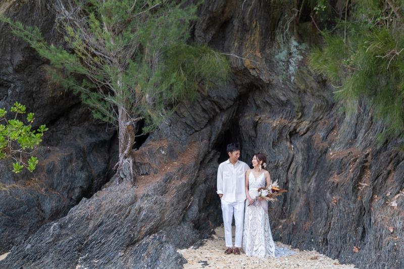 クールな岩場と緑での1枚