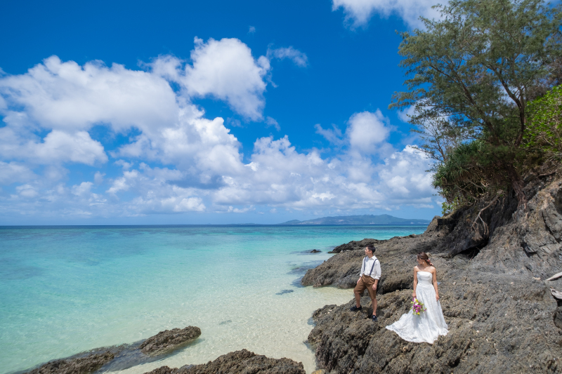 沖縄らしく格好良い岩場での撮影