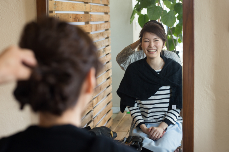 スタジオでお仕度