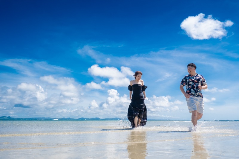 沖まで歩いて♪