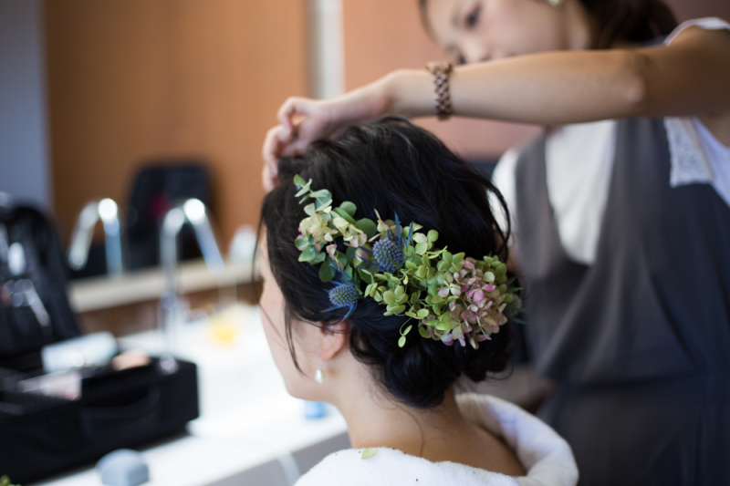 生花でヘアアレンジ