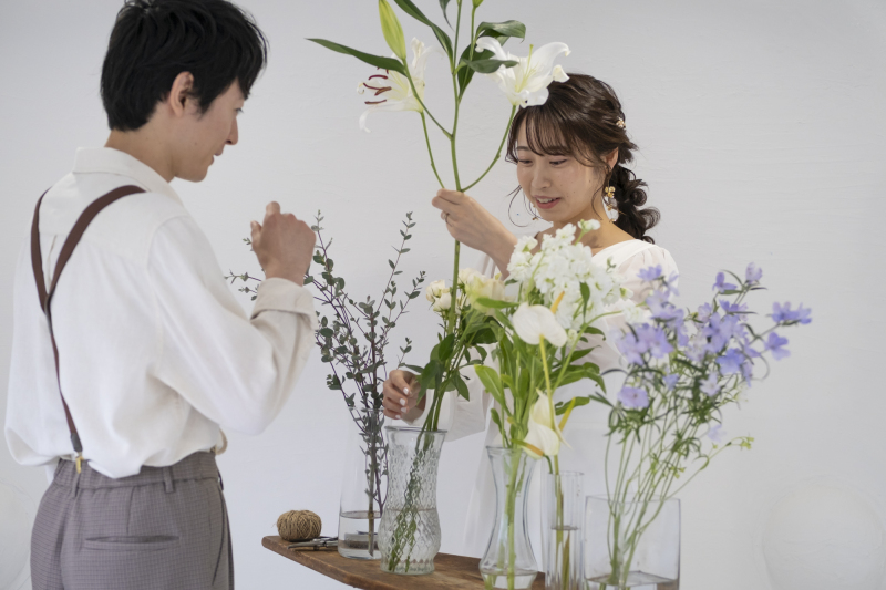 まずは『おうちの庭ブーケ』作りから♪