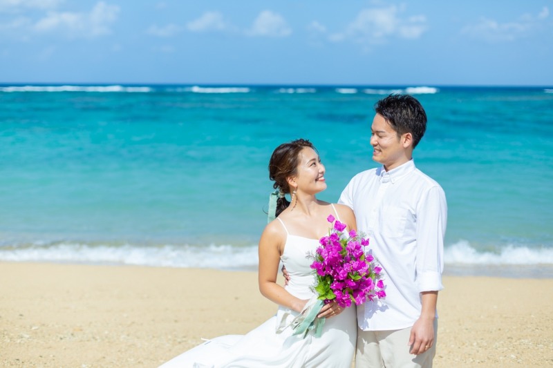 【手軽に楽しむフォトウェディング】沖縄フォトウェディングSプラン(ロケ地1箇所)思い出ムービー付き♪