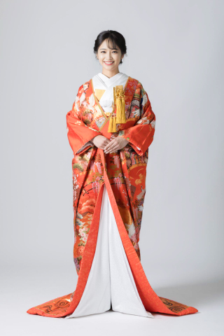 華扇に彩色鶴