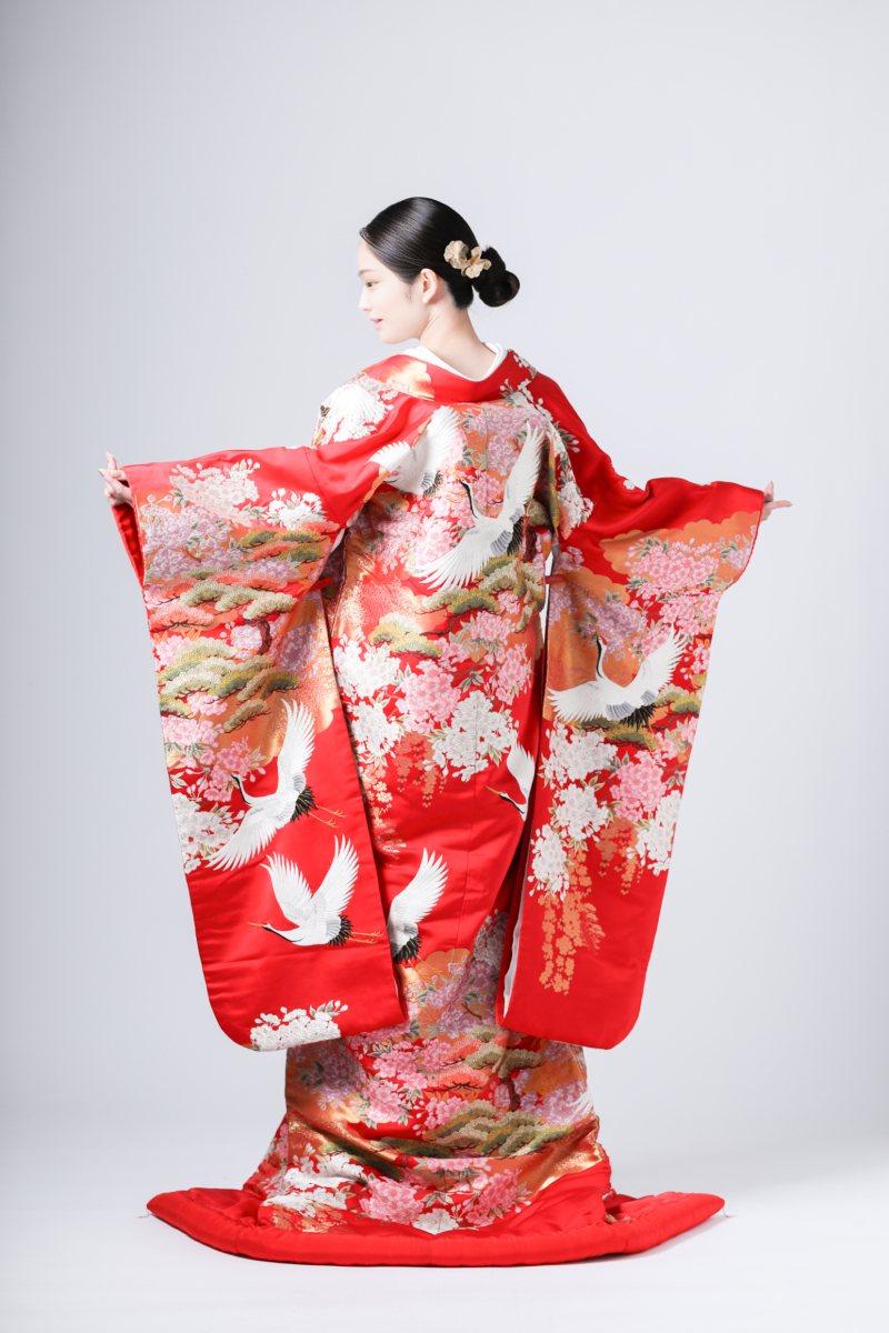 紅に花鶴