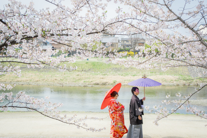 鴨川のさわやかな風♪和婚フォト