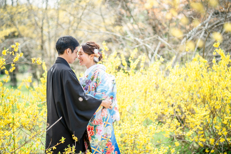 お花畑のなかで
