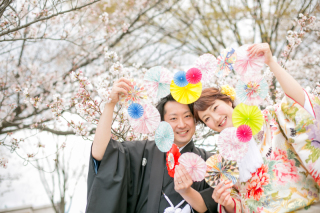 鴨川♡風流と桜とおふたりの笑顔咲く♪