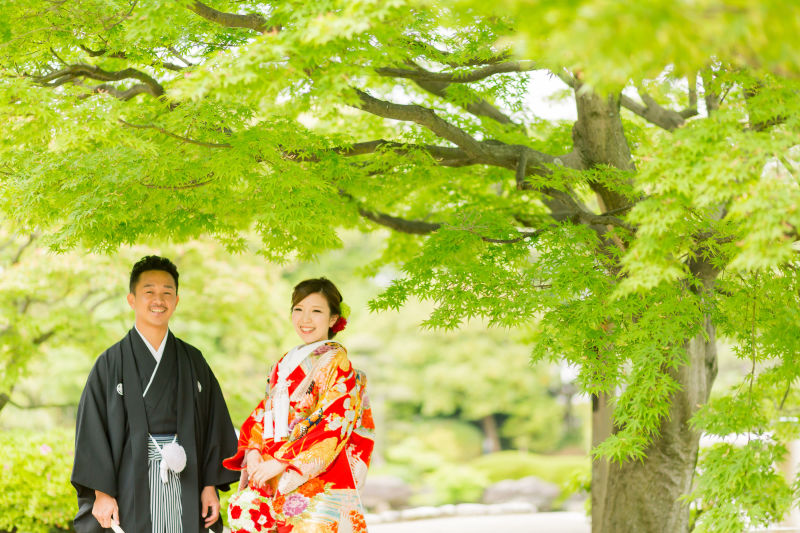 新緑の風が吹く♪つつじと和婚フォト
