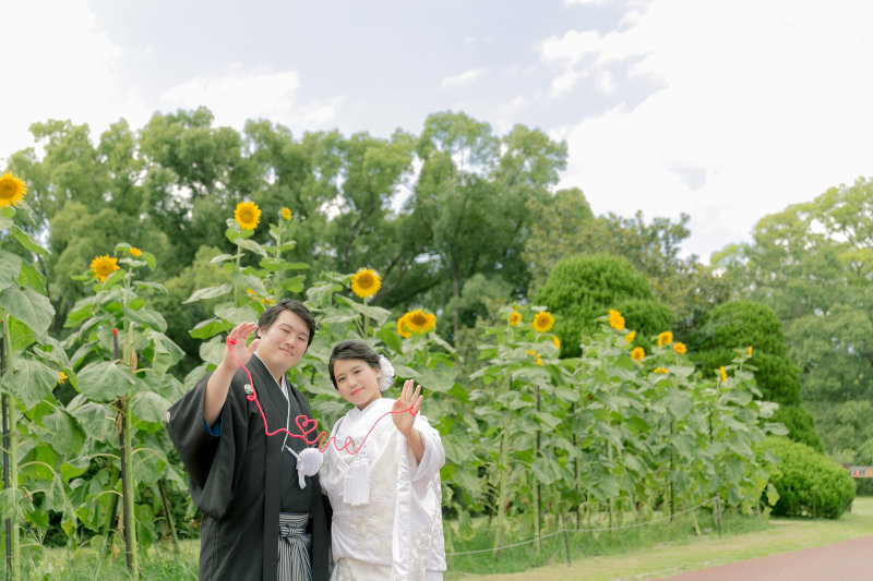 ひまわりと笑顔咲ク♪暑さもふっとぶ和婚フォト