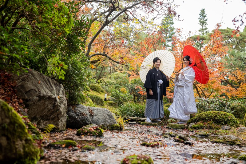 紅白の番傘。
