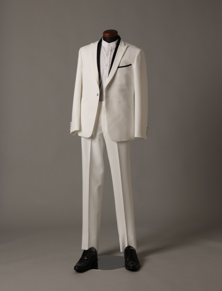 ホワイト(ノーカラーシャツ)