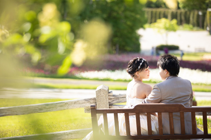 最後はベンチで休憩ショット