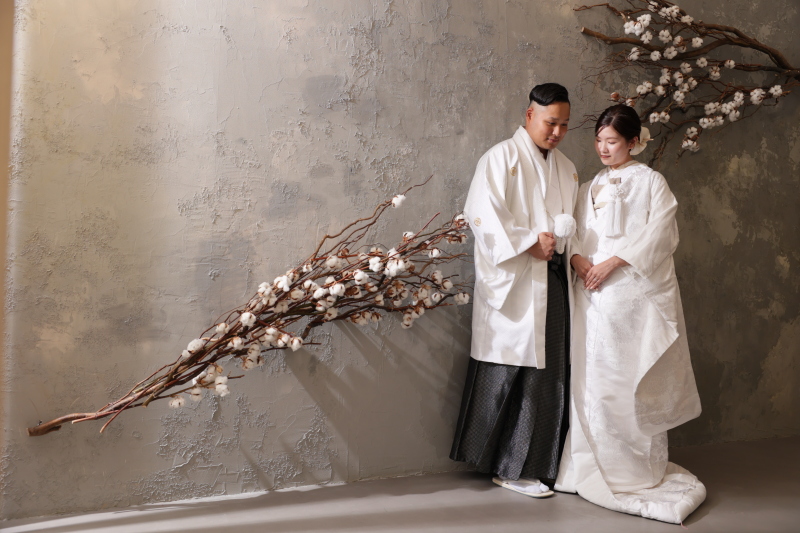 コットンフラワー×漆喰壁