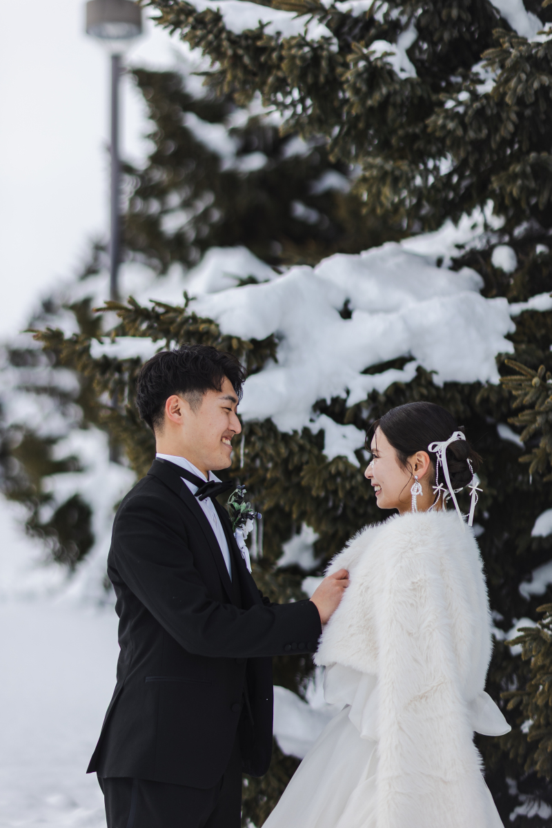 ウェディングドレスを冬コーデに