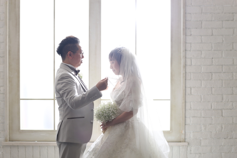 挙式はやらないけど、ベールアップのシーンを撮影