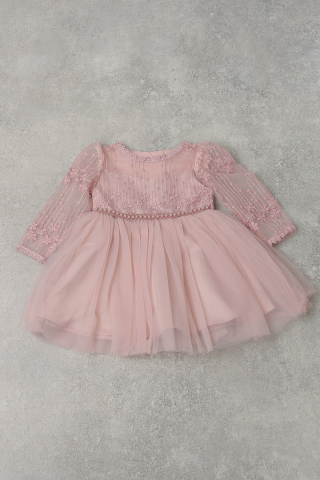 【女の子】ピンク×花チュール