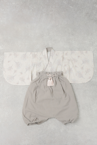 【和装】カーキ×かすみ草