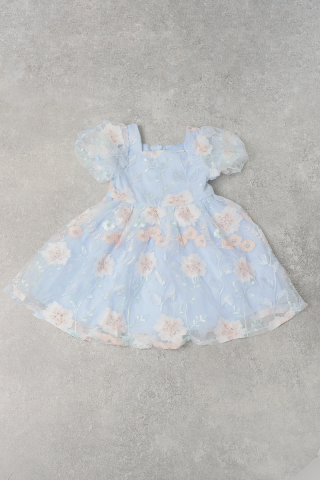 【女の子】ブルー×花柄