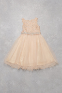 【女の子】ベージュ×ビジュー