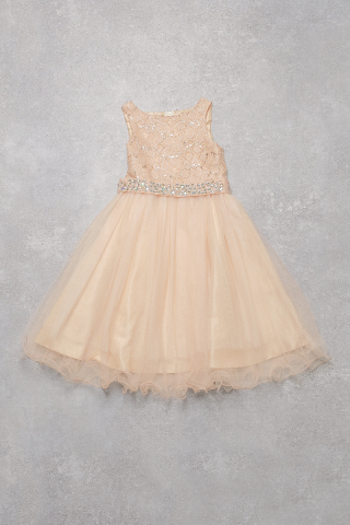 【女の子】ベージュ×ビジュー