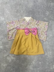女の子【(着物)イエロー×花柄】