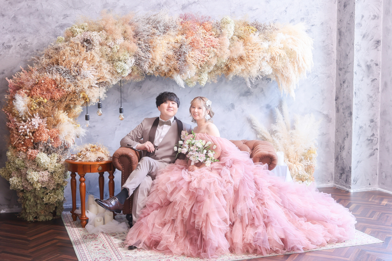 ドライフラワーとソファーのセット