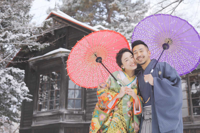 雪景色に和装が映える♡