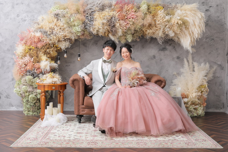 ドライフラワー×くすみピンク