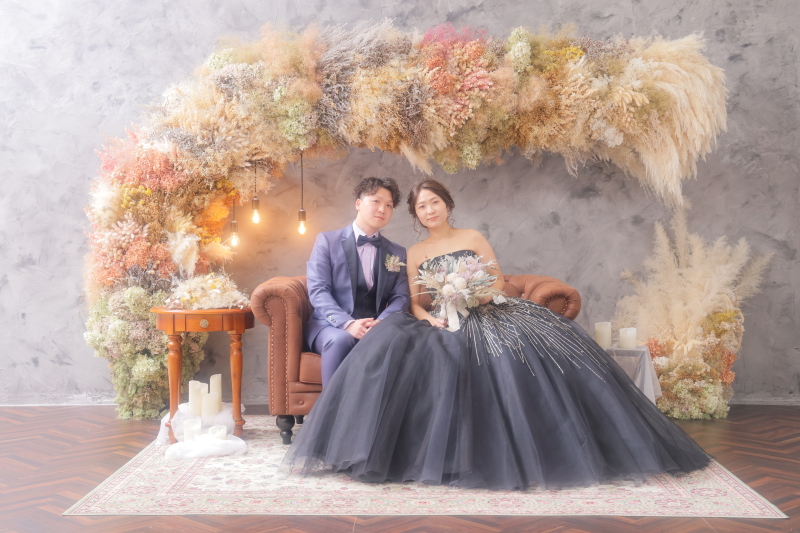 カラードレス×ドライフラワー