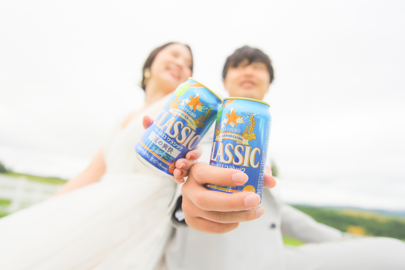 ビール缶と一緒に♪