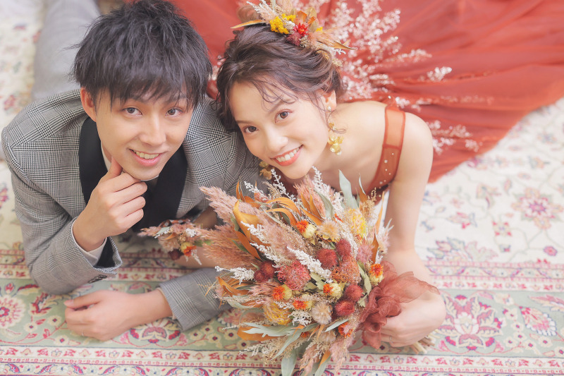 暖色ブーケも可愛い❁