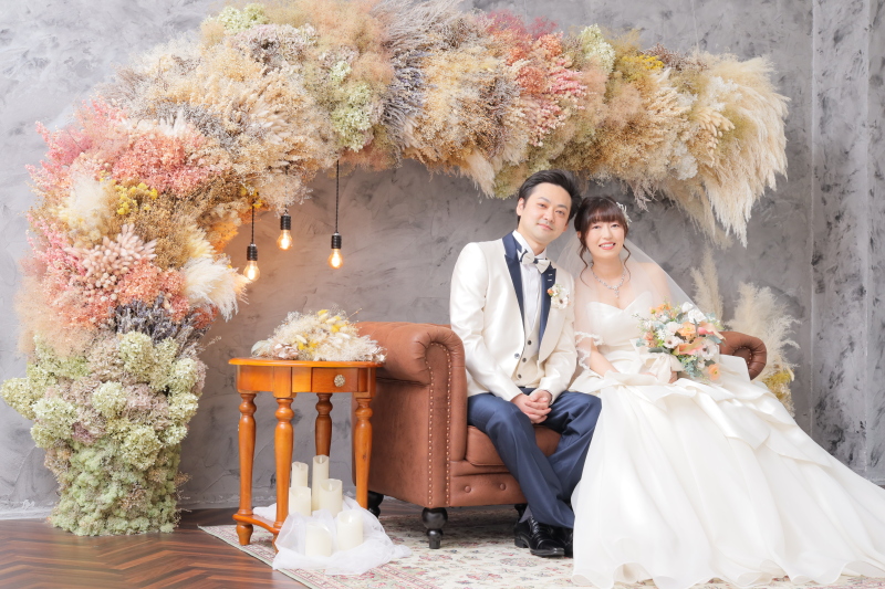 ドライフラワー×ウェディングドレス