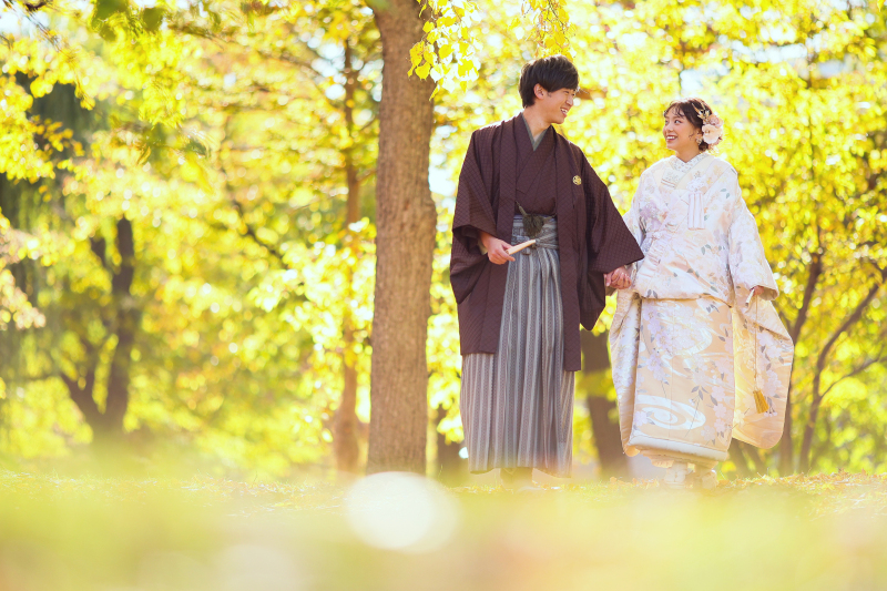 イチョウに囲まれて