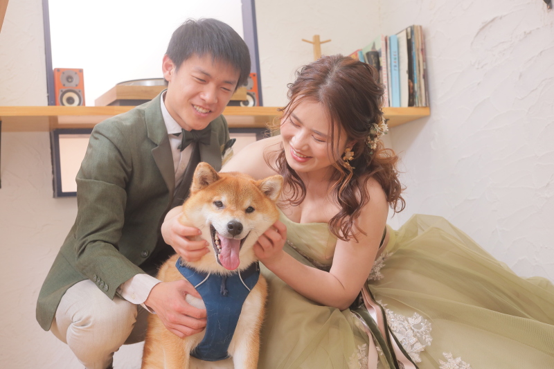 わんちゃんと戯れながら❁