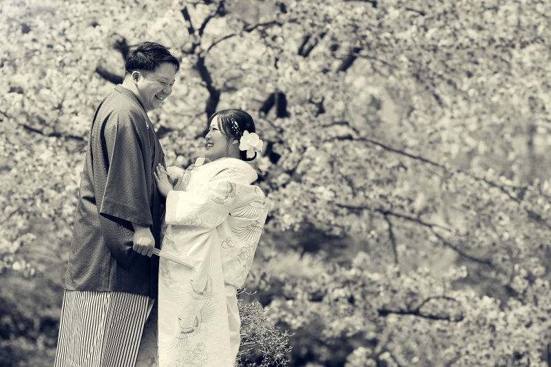 桜×モノクロでおしゃれに