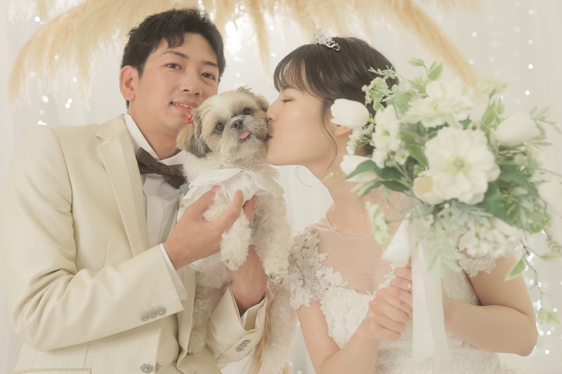 ワンちゃんにチュ