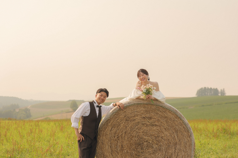 最後は牧草ロールの上にも乗って♬